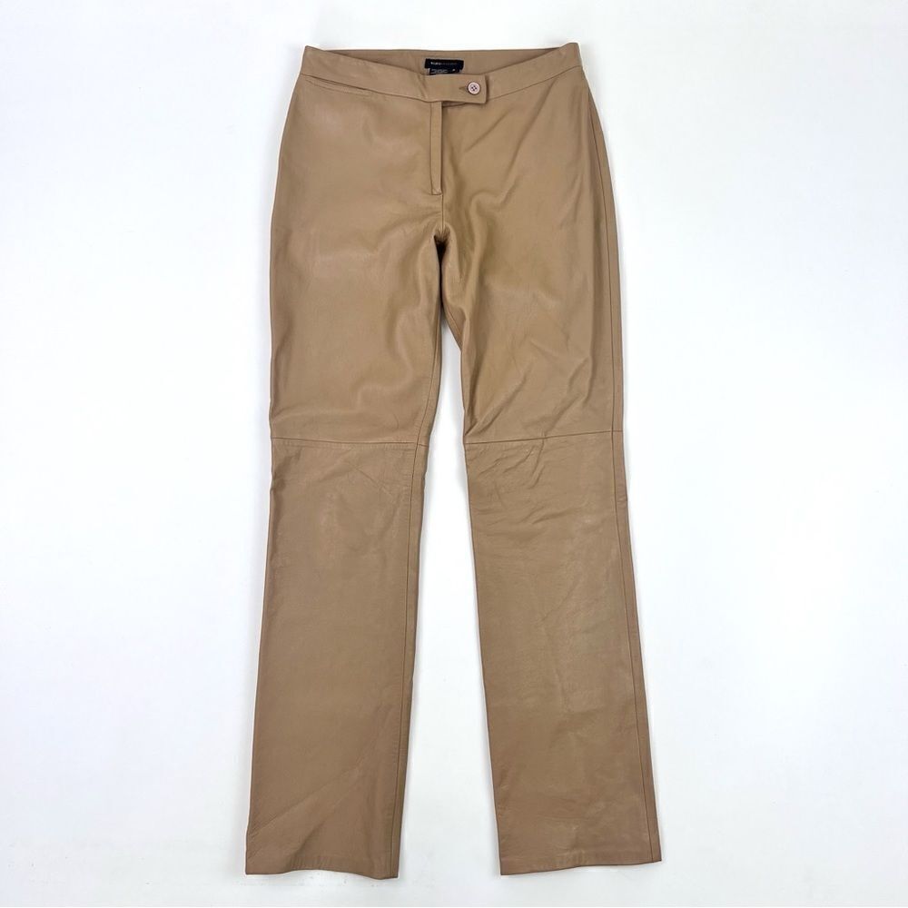 BCBG Maxazria 100% Genuine Leather Straight Leg Pants Size 2